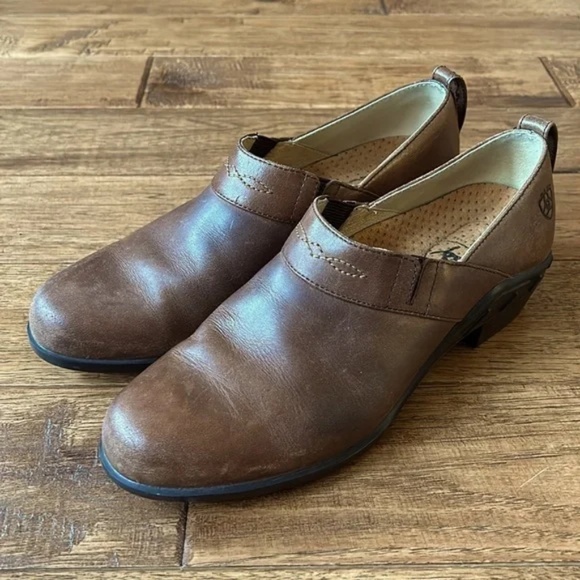 Ariat Brown Leather Paddock Clogs Booties Slip On Shoes Western Cowboy Size 8.5 - Picture 7 of 13